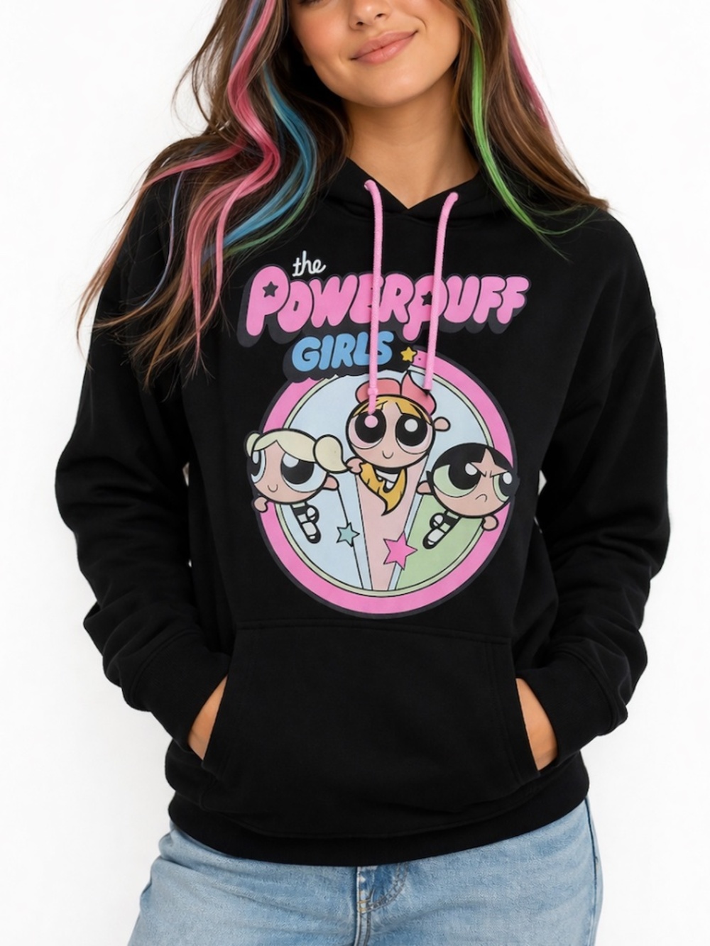 The Powerpuff Girls - Graphic Black Hoodie Sweatshirt - XXL Juniors